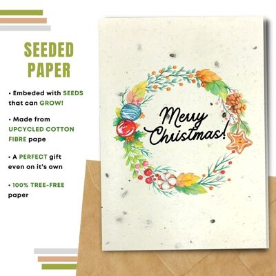 Handmade Christmas Card, Wreath 2 Pack Of 8