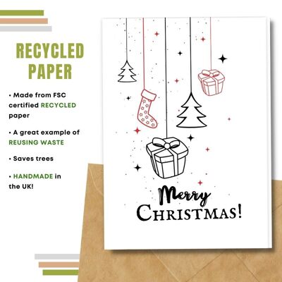 Plastic Free Christmas Card, Xmas Deco Pack Of 8