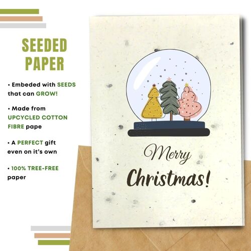 Plastic Free Christmas Card, Snow Ball Pack Of 8