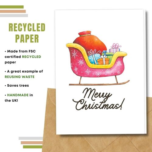 Plastic Free Christmas Card, Sleigh Pack Of 8