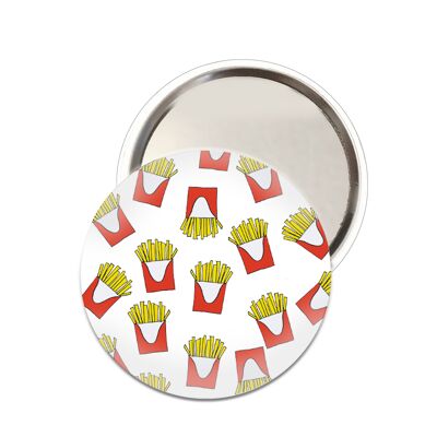 French fries motif pocket mirror
