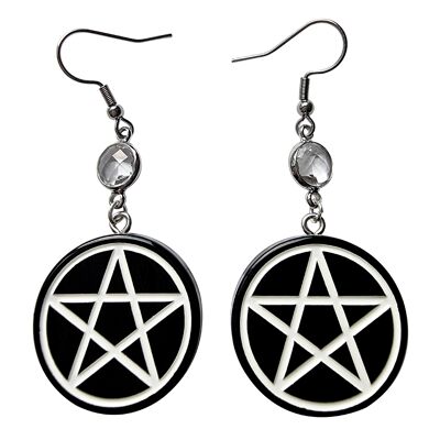 Boucles D'oreilles Pentagramme Effrayant - Noir