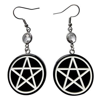 Spooky Pentagram Earrings - Black