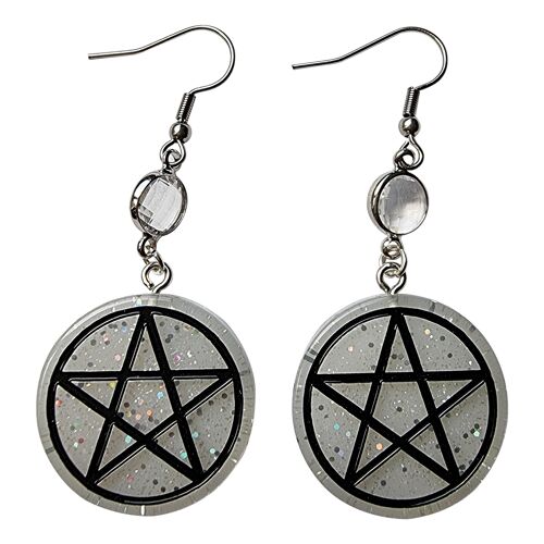 Spooky Pentagram Earrings - White