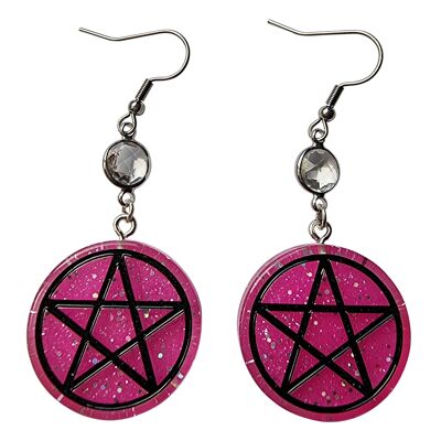 Pendientes Spooky Pentagram - Rosa