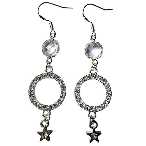 Sparkly Star Charm Earrings - Silver