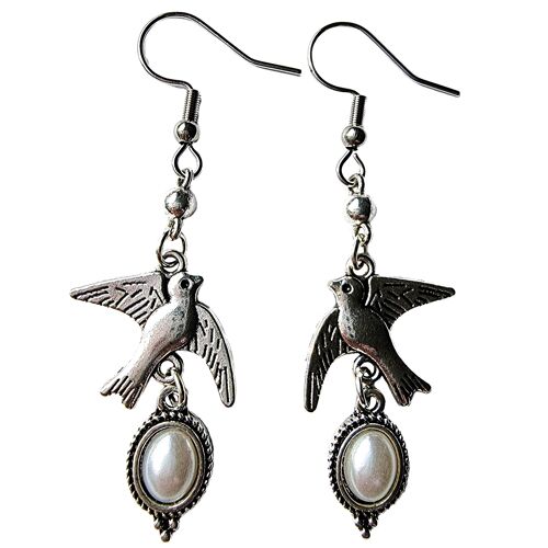 Vintage Sparrow Earrings - White