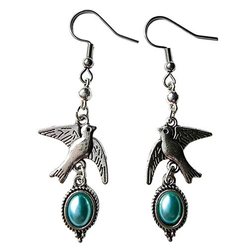 Vintage Sparrow Earrings - Blue