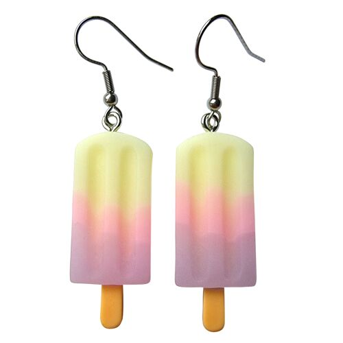 Retro Ice Lolly Earrings - Yellow Pink & Purple