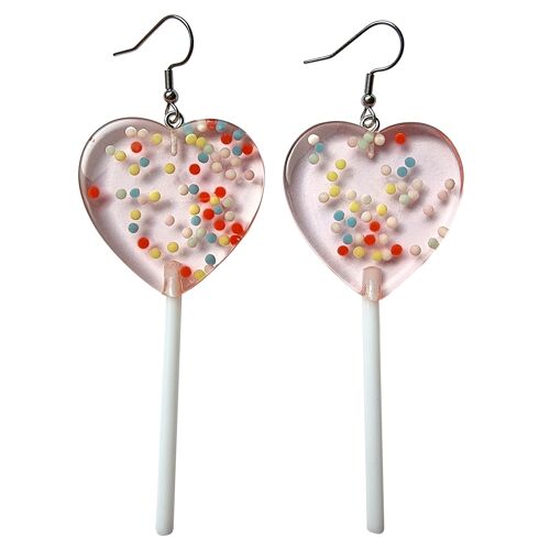 Giant Sprinkle Lollipop Earrings - White