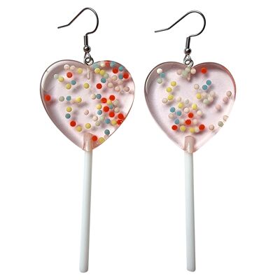 Giant Sprinkle Lollipop Earrings - White