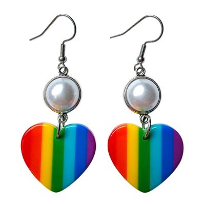 Rainbow Pride Earrings - Heart