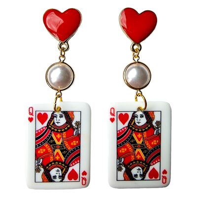 Queen of Hearts Playing Card Earrings