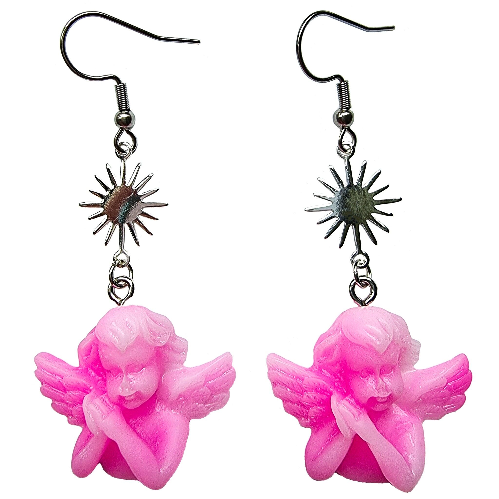 Boucles d'oreilles chérubin rose coquine