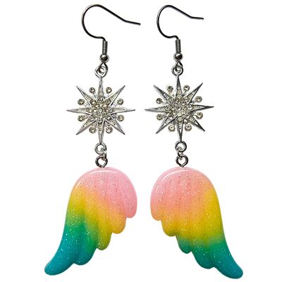 Boucles d'Oreilles Aile d'Ange - Arc-en-Ciel