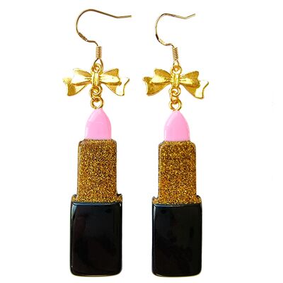 Pendientes Bit of Lippy - Rosa y Oro