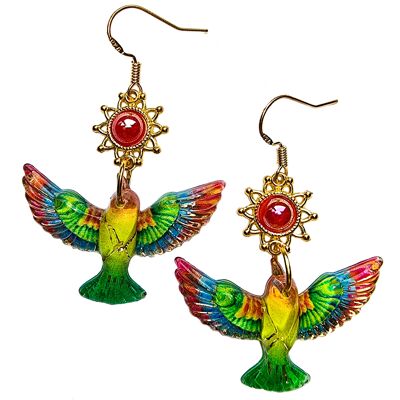 Boucles d'oreilles Oiseau de Paradis - Vert Tropical