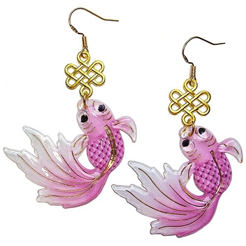 Swishy Goldfish Earrings - Pink
