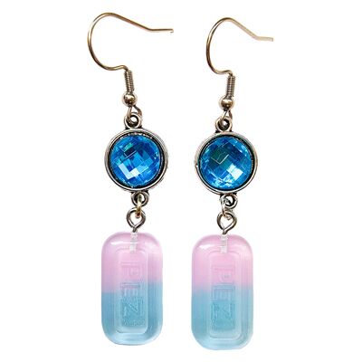 Boucles d'oreilles Pez - Bleu & Rose