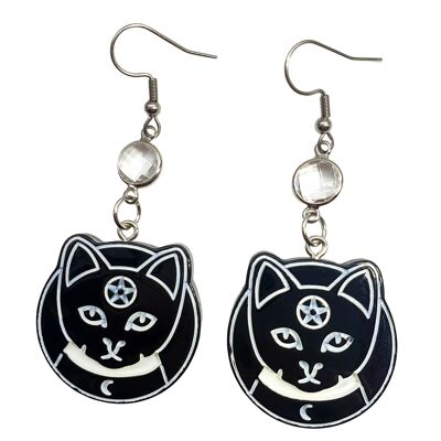 Spooky Cat Earrings - Black