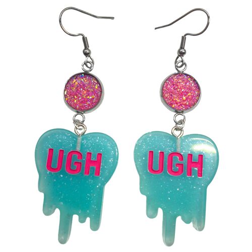 Ugh! Glitter Earrings - Blue & Pink