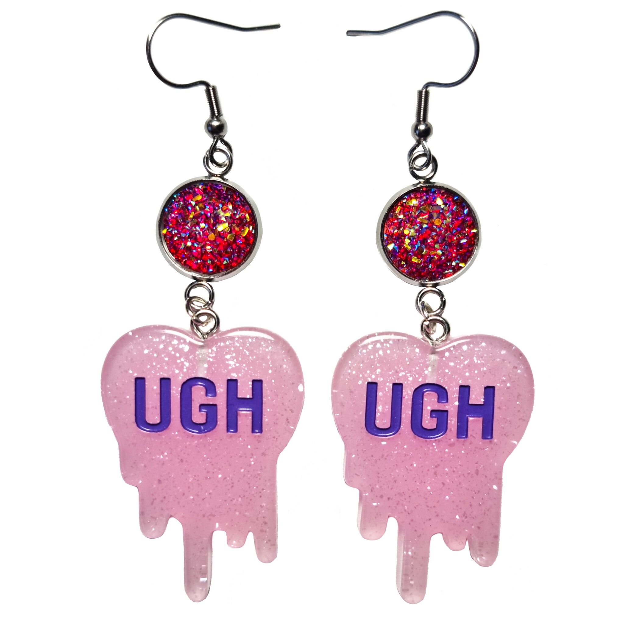 Uh! Orecchini con glitter - lilla e rosa