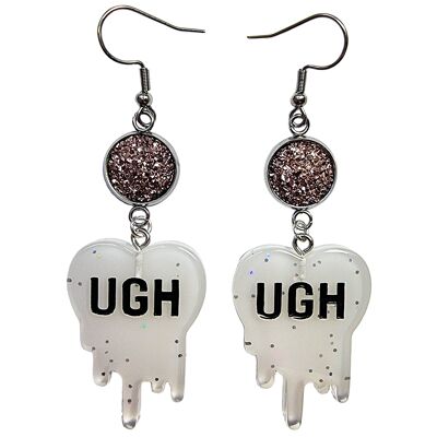 Ugh! Glitter Earrings - White