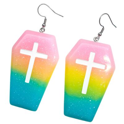 Cute Coffin Earrings - Rainbow