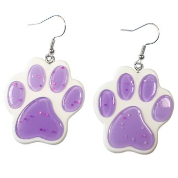 Boucles d'oreilles mignonnes Lil' Paws - Lilas