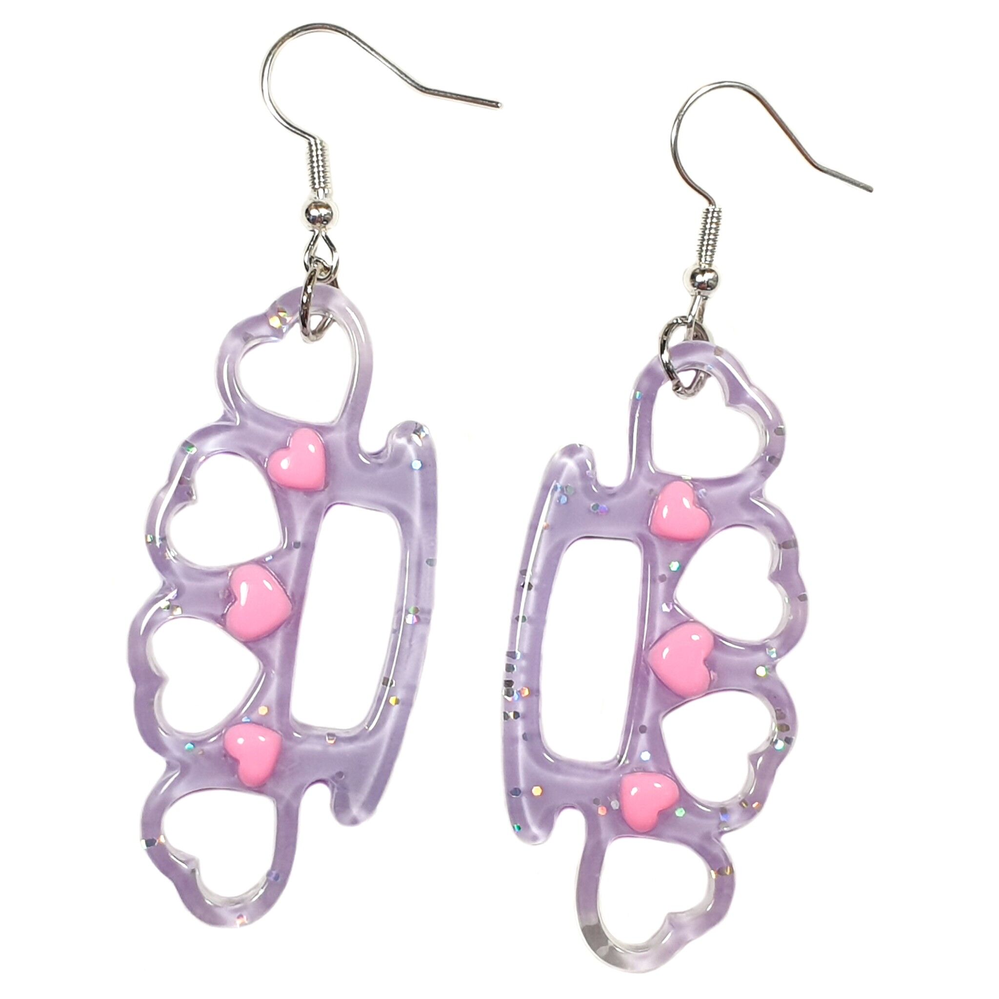 Combatti come una ragazza! Simpatici orecchini per tirapugni - Lilla