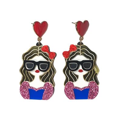 Hipster Girl Acrylic Earrings