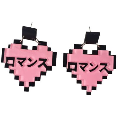 Pendientes Acrílicos Corazón Katakana