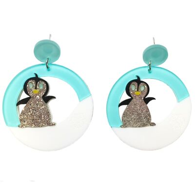 Boucles d'oreilles acryliques pingouin mignon