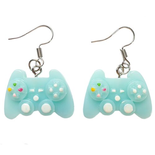 Eat, Sleep. Game, Repeat - Console Controller Earrings - Blue