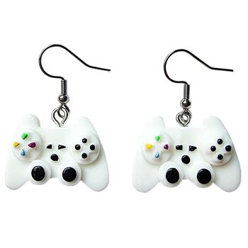 Manger dormir. Game, Repeat - Boucles d'oreilles pour manette de console - Blanc