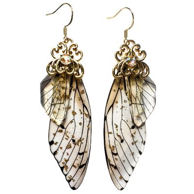 Pendientes delicados de ala de mariposa - Transparente - Dorado