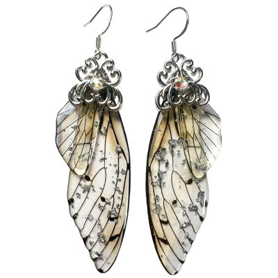 Pendientes delicados de ala de mariposa - Transparente - Plata