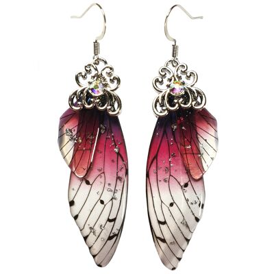 Zierliche Schmetterlingsflügel-Ohrringe - Rosa - Silber