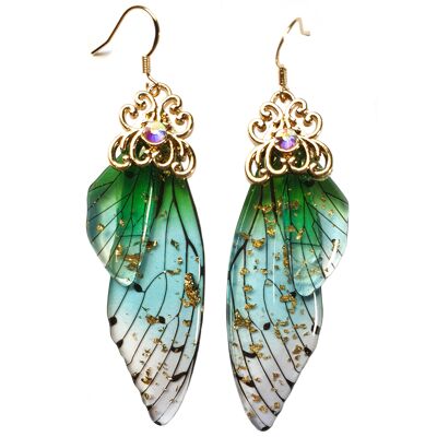 Boucles d'oreilles Dainty Butterfly Wing - Vert - Or