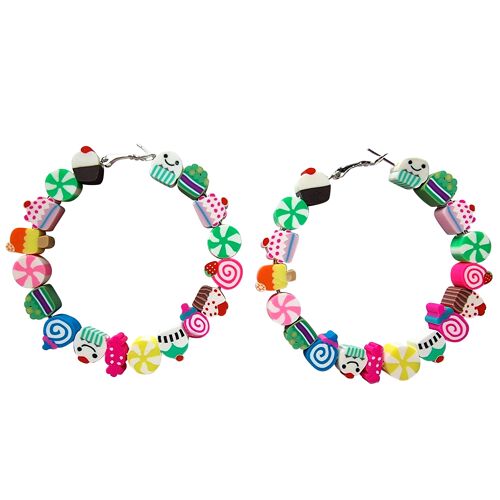 Cute Charm Hoop Earrings - Candy