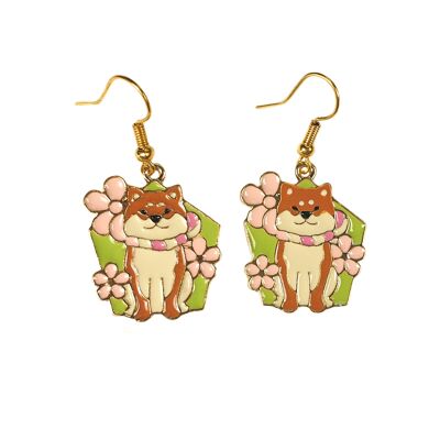 ¡Qué lindo! Pendientes de esmalte de perro Shiba Inu