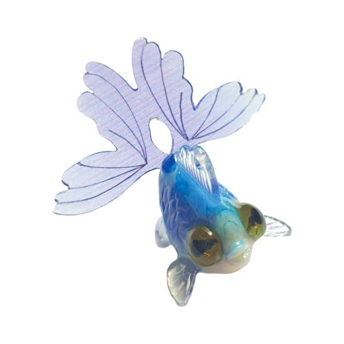 Goldfish Hoop Earrings - Blue - Gold Hoop