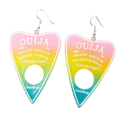 Glitter Resin Ouija Board Earrings - Pastel Rainbow