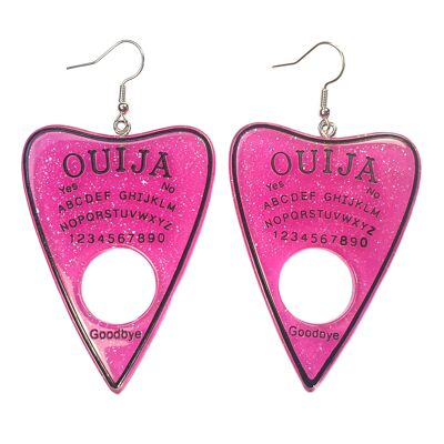 Ouija-Brett-Ohrringe aus Glitzerharz - Rosa