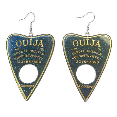 Ouija Board Ohrringe aus Glitzerharz - Dunkelgrün