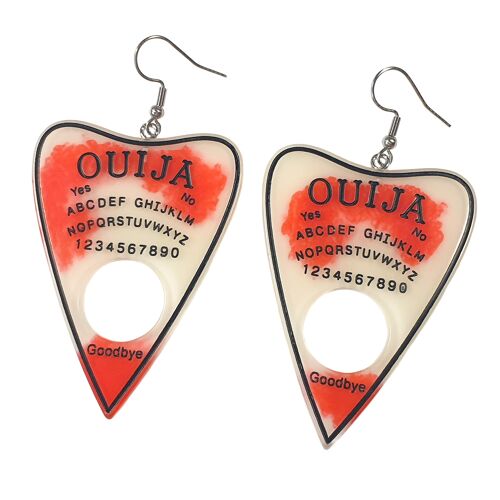 Glitter Resin Ouija Board Earrings - Blood Splatter