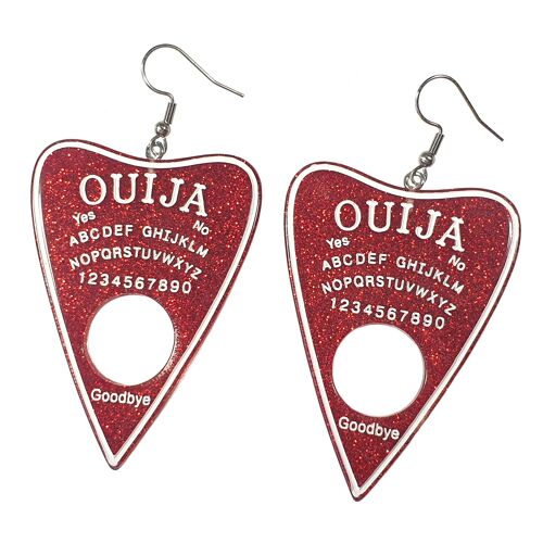 Glitter Resin Ouija Board Earrings - Red