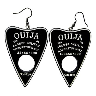 Boucles d'oreilles Planche Ouija en Résine Pailletée - Noir