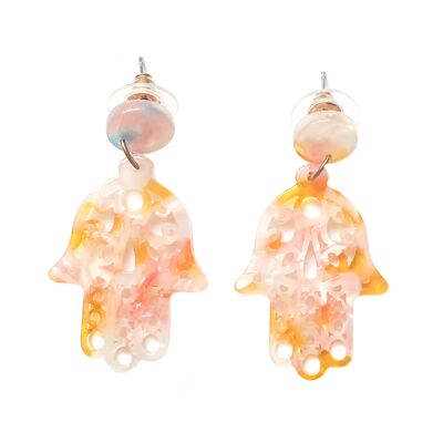 Hamsa Hand Acrylic Earrings - Yellow