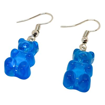 Jelly Belly Gummy Bear Earrings - Blue